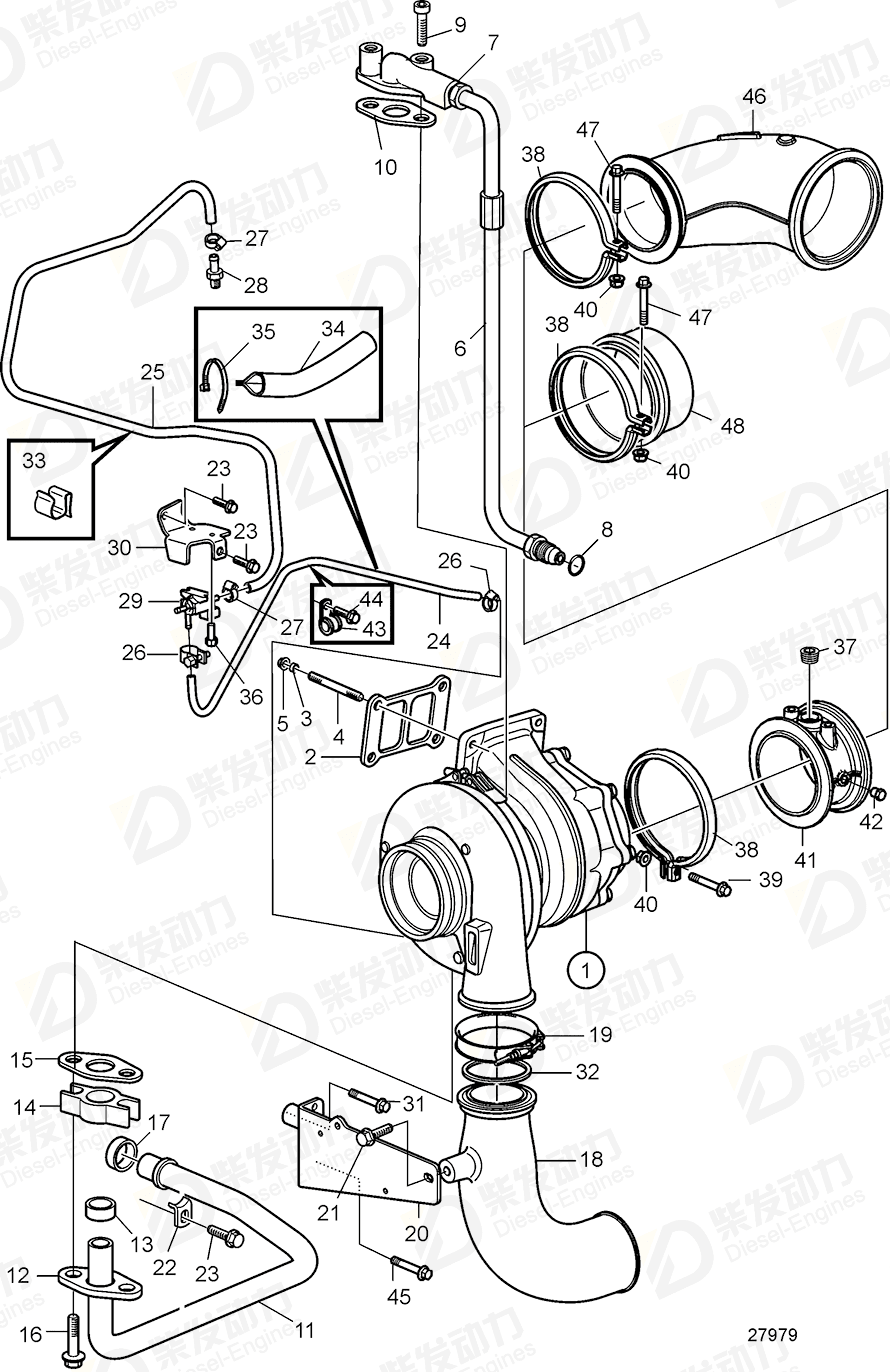 VOLVO Turbocharger 3801625 Drawing